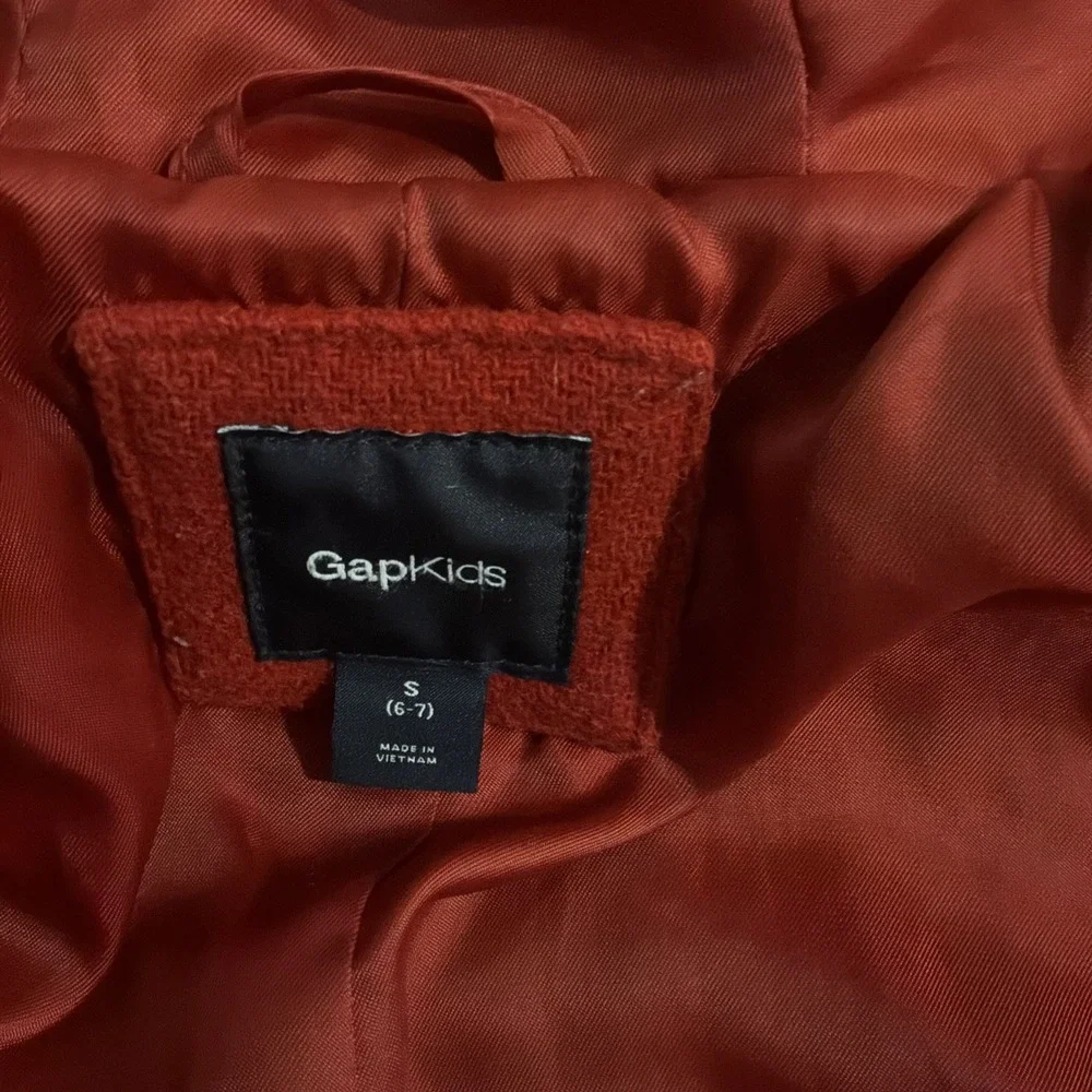 Gap Kids red‎ wool-blend hooded duffel coat 6/7